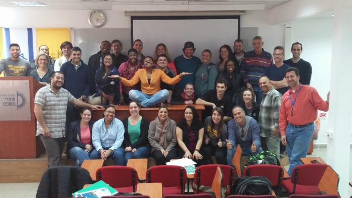 Valparaiso University law students meeting with Israeli students, and celebrating Chidi's birthday!