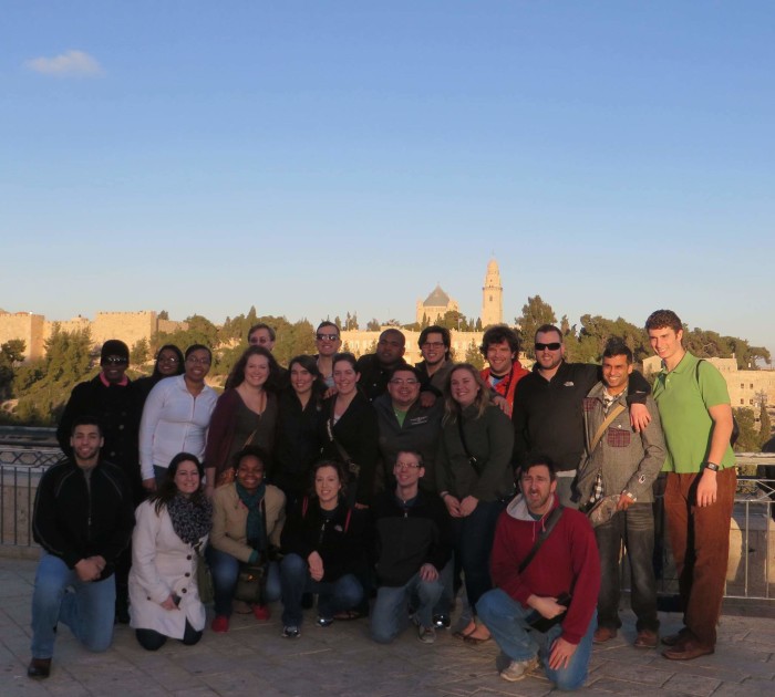 The group enjoying the view at Mount of Olives. 